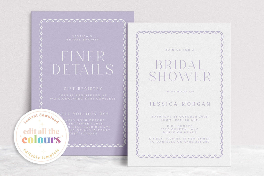 Bella Bridal shower Invitation template - The Sundae Creative