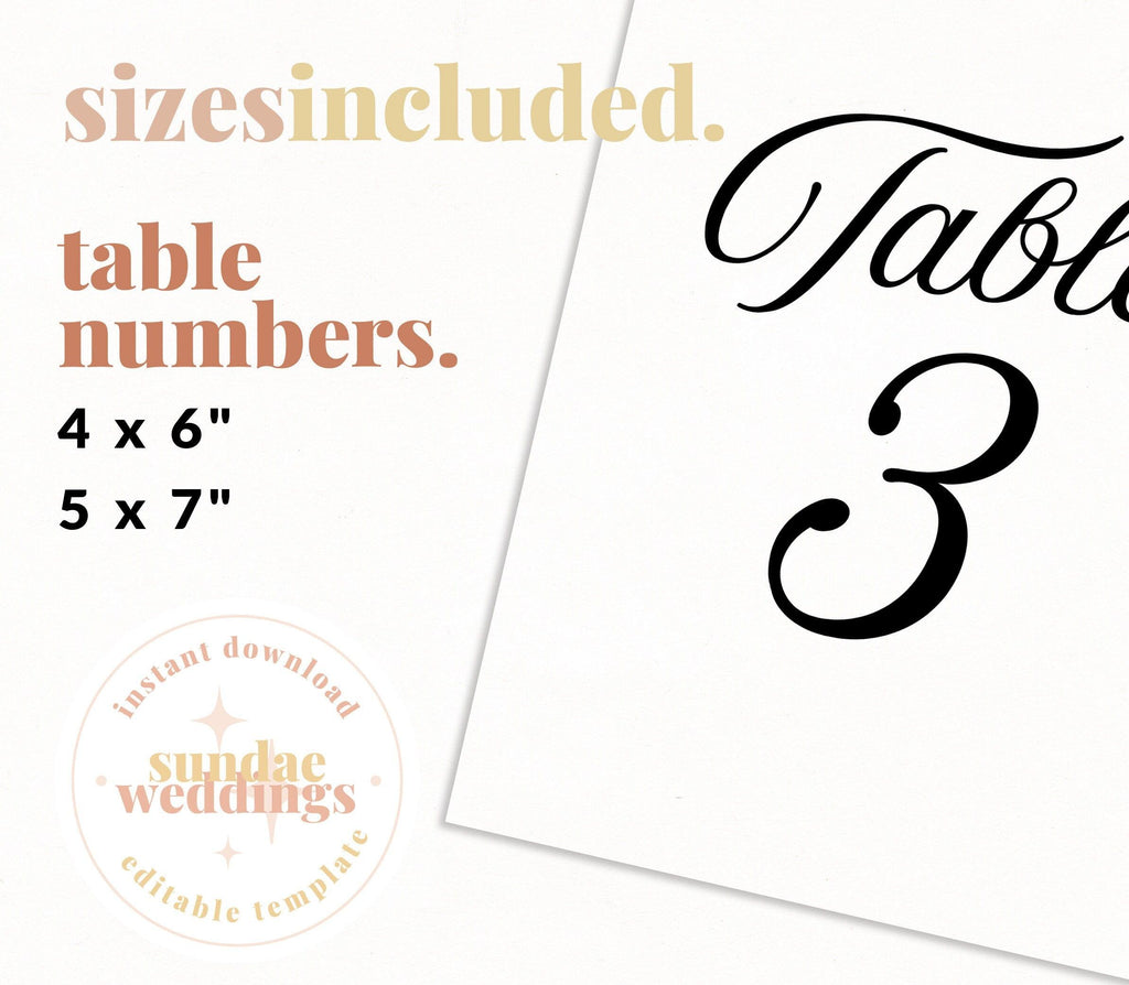 Sofia Modern Table Numbers - The Sundae Creative
