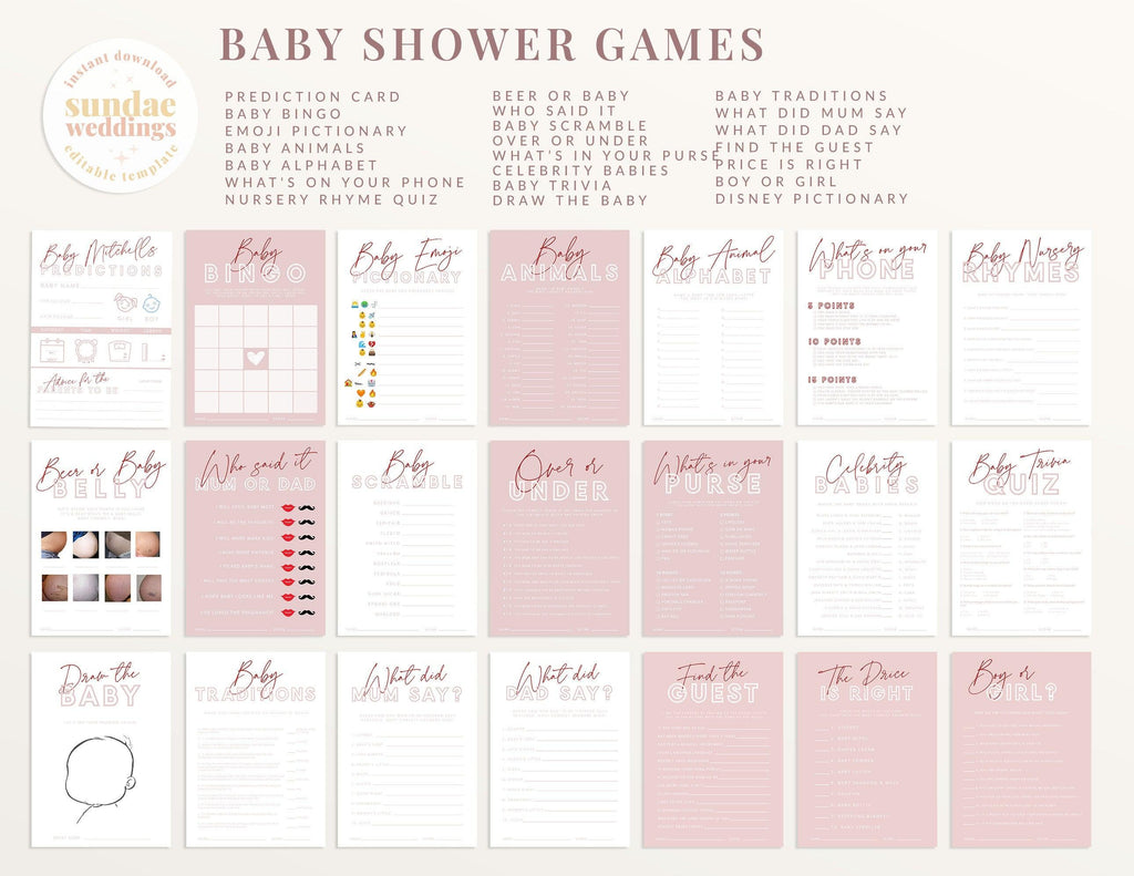 Brody Baby Shower Games Bundle - The Sundae Creative