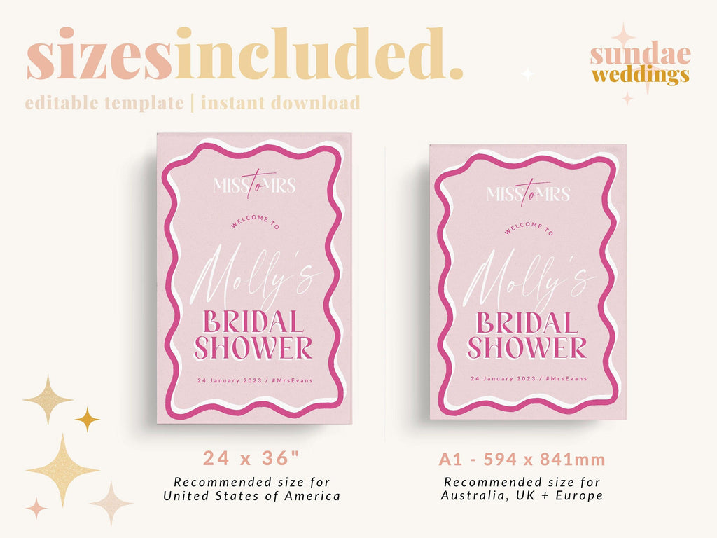 SONNY Bridal Shower Welcome Sign Template - The Sundae Creative