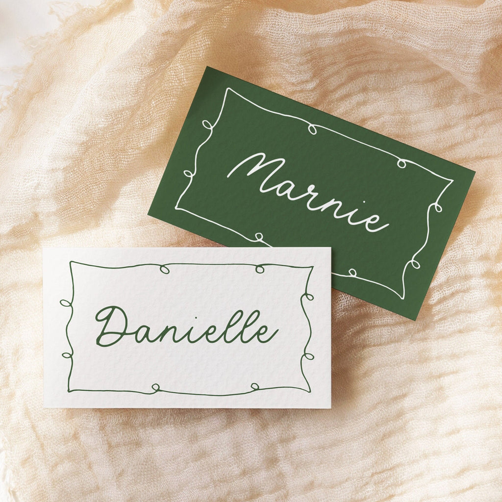 POET Wavy Coloured Placecard Template, Green Wedding Escort Card, Placecard Escort Card, Bridal Shower Placecard, Templett Instant Download