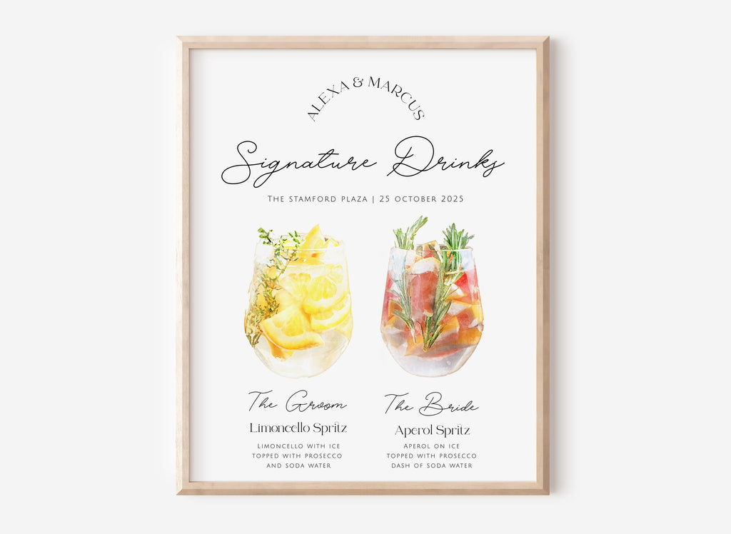 DAZZLE Modern Signature Drink Sign, Bar Menu Template, Minimalist Printable Bar Menu , Modern Editable Drink Menu Template