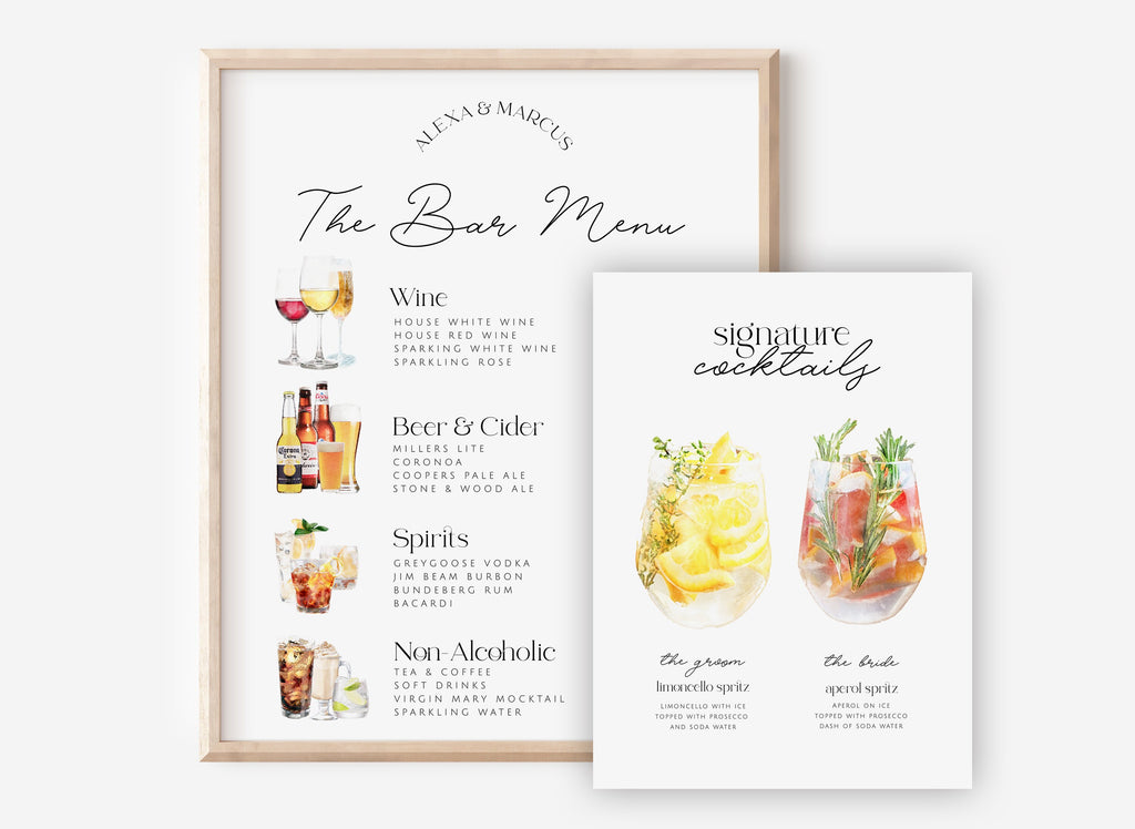 DAZZLE Stacked Signature Drinks Sign Template, Editable Signature Drinks, Signature Cocktails Sign, Wedding Bar Menu Sign