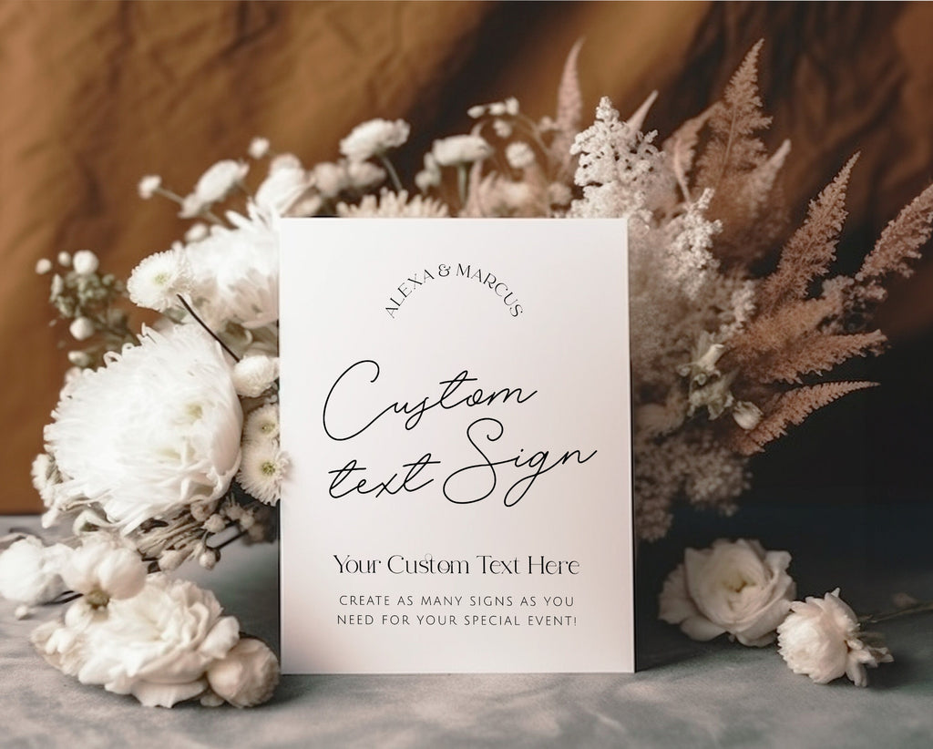 DAZZLE Minimalist Custom Sign Template, Modern Wedding Sign, Customisable Wedding Signage, Minimal Wedding Signs, Editable Templett