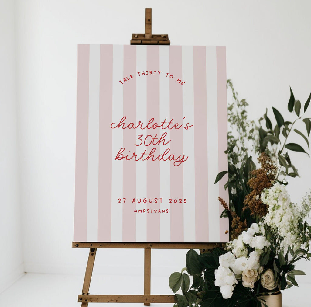 MINNIE Pink 30th Birthday Welcome Sign Template, Thirty Birthday Party Welcome Sign, Editable Template Instant Download Templett