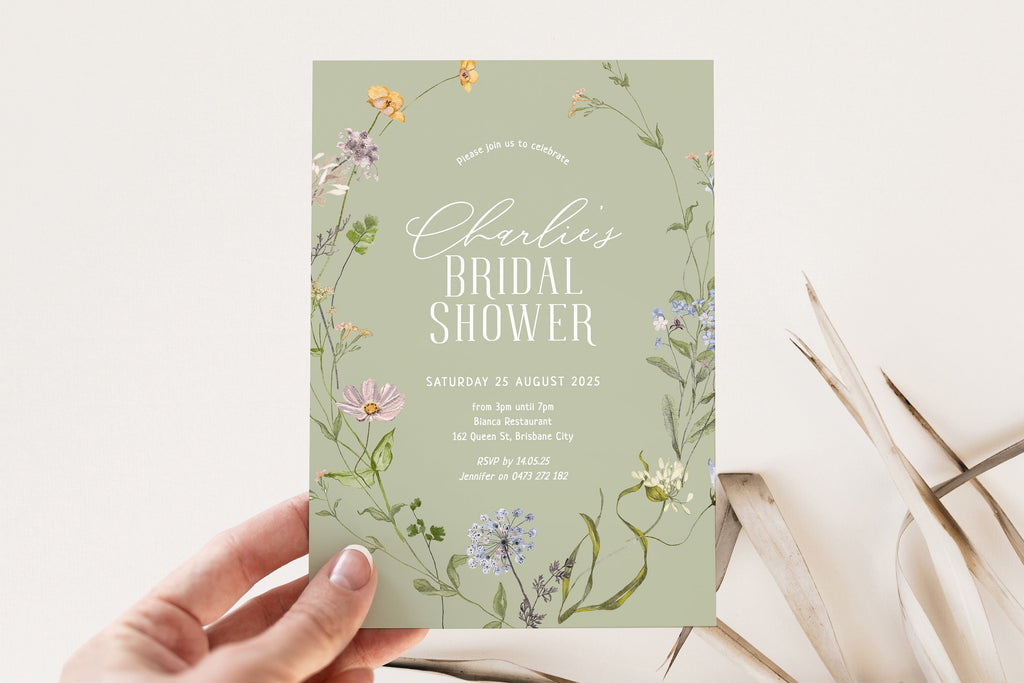 BETTY Colorful Wildflower Shower Invitation Template, Editable Bridal Shower Invitation Boho, Wildflower, Templett Instant Download