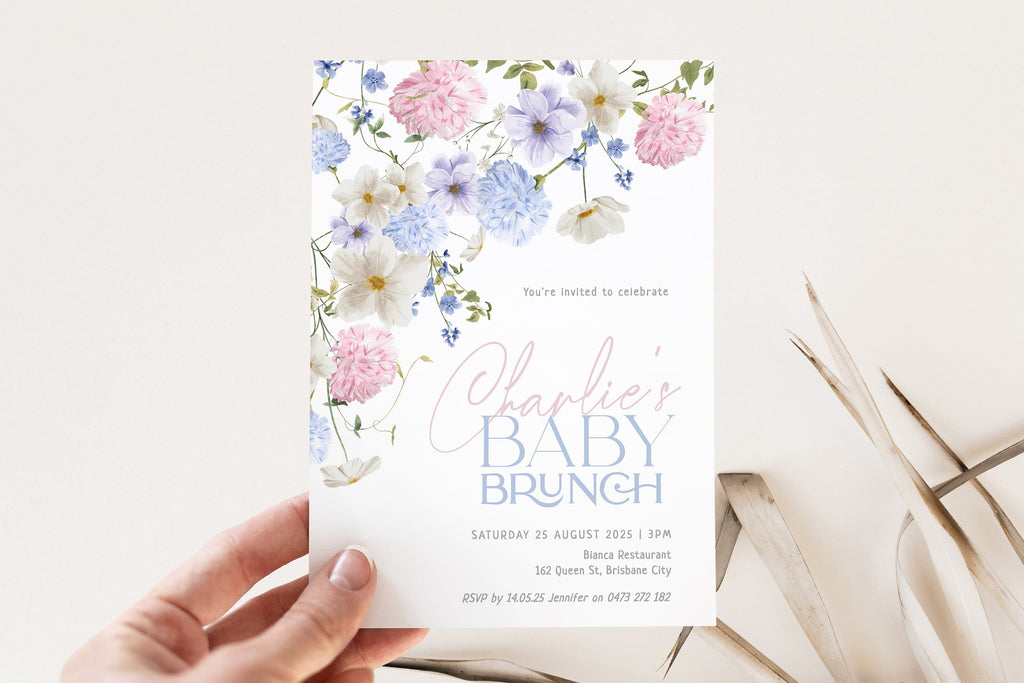 BIANCA Baby Brunch Invitation Template, Gender Neutral Baby Shower, Printable Invitation, Instant Download Editable Templett
