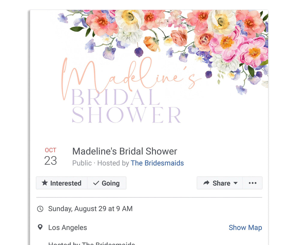 Bridal Shower Facebook Event Banner  Bridal Shower Invitation THE SUNDAE CREATIVE