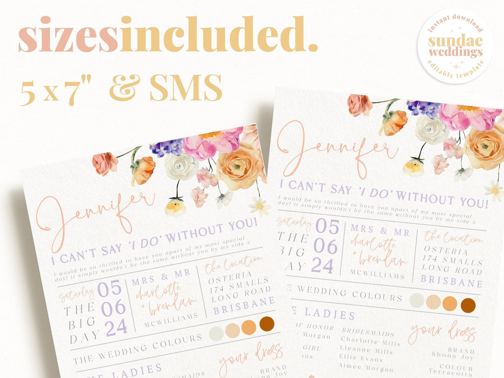 SMS Bridesmaid Info Card Ella - THE SUNDAE CREATIVE