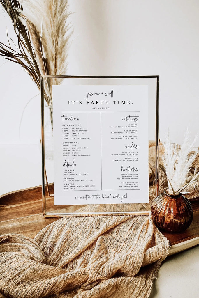 Wedding Party Timeline - Ascot .Wedding Timeline .The Sundae Creative