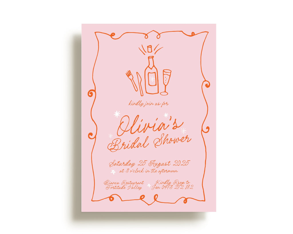 GEORGIE Pink Bridal Shower Invitation .Bridal Shower Invitation .The Sundae Creative