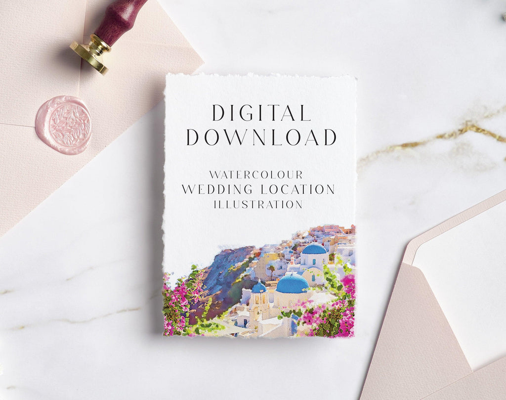 Custom Digital Watercolour Wedding Location Illustration - The Sundae Creative