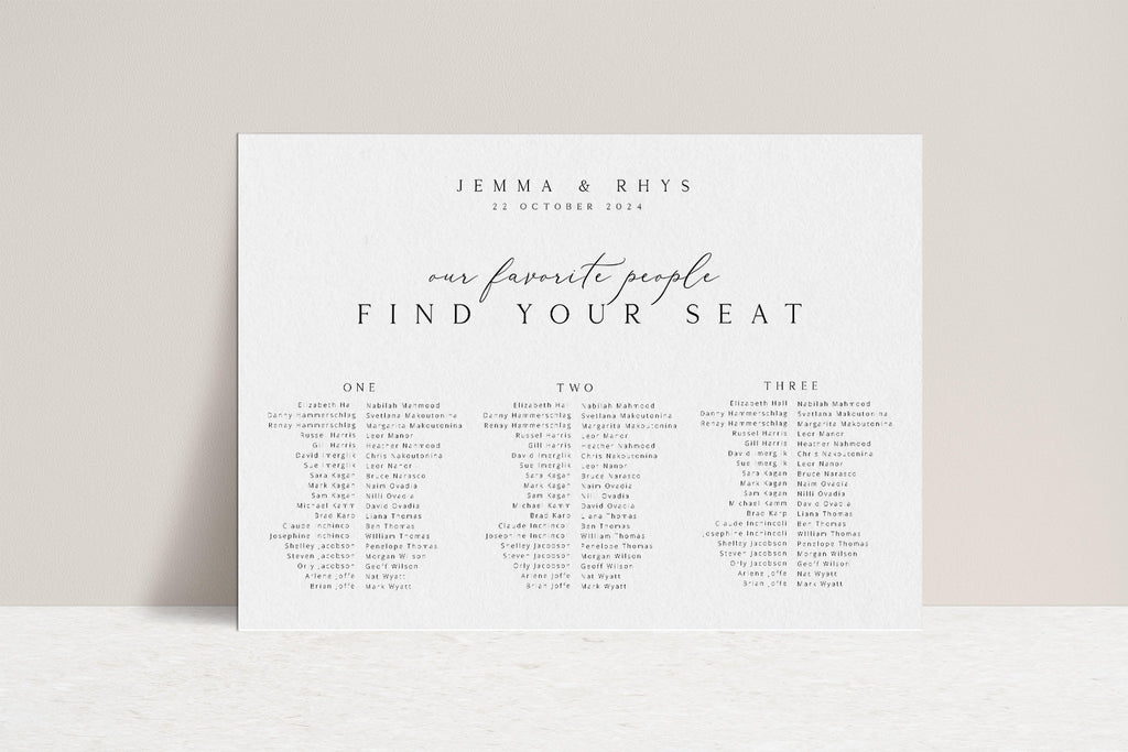 Long Tables Wedding Seating Chart Template, Our Favorite People Seating Plan, Printable Banquet Seating Chart Templett HIGHGATE