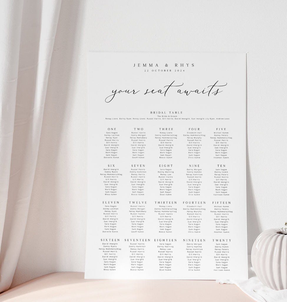 Printable Wedding Seating Plan Template, Our Favorite People Seating Cjart Instant Download Printable Banquet Seating Templett HIGHGATE