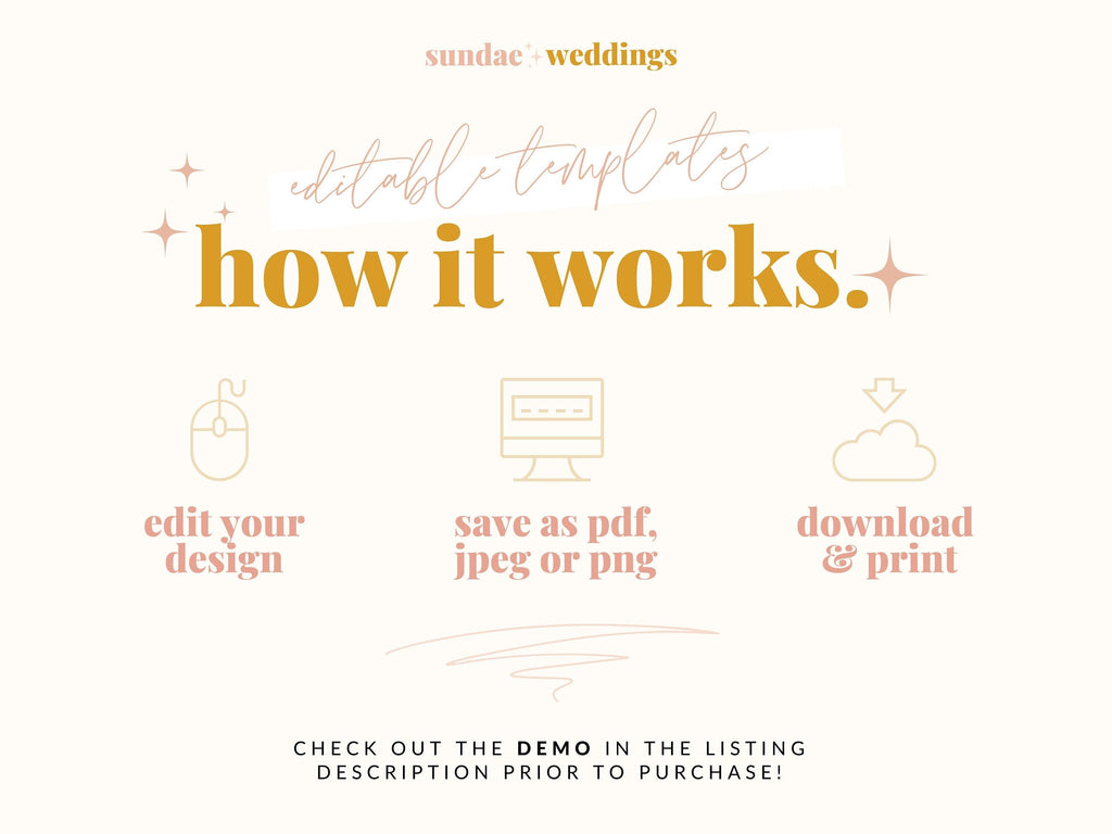 Sofia Modern Wedding Events Card Template - The Sundae Creative
