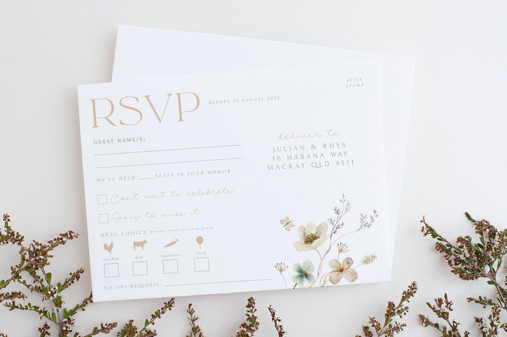 Floral Wedding RSVP Card - Wilde - The Sundae Creative
