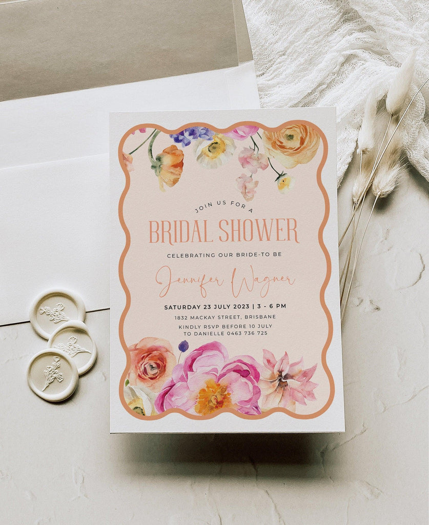 Floral Bridal Shower Invitation - Morning .Bridal Shower Invitation .The Sundae Creative