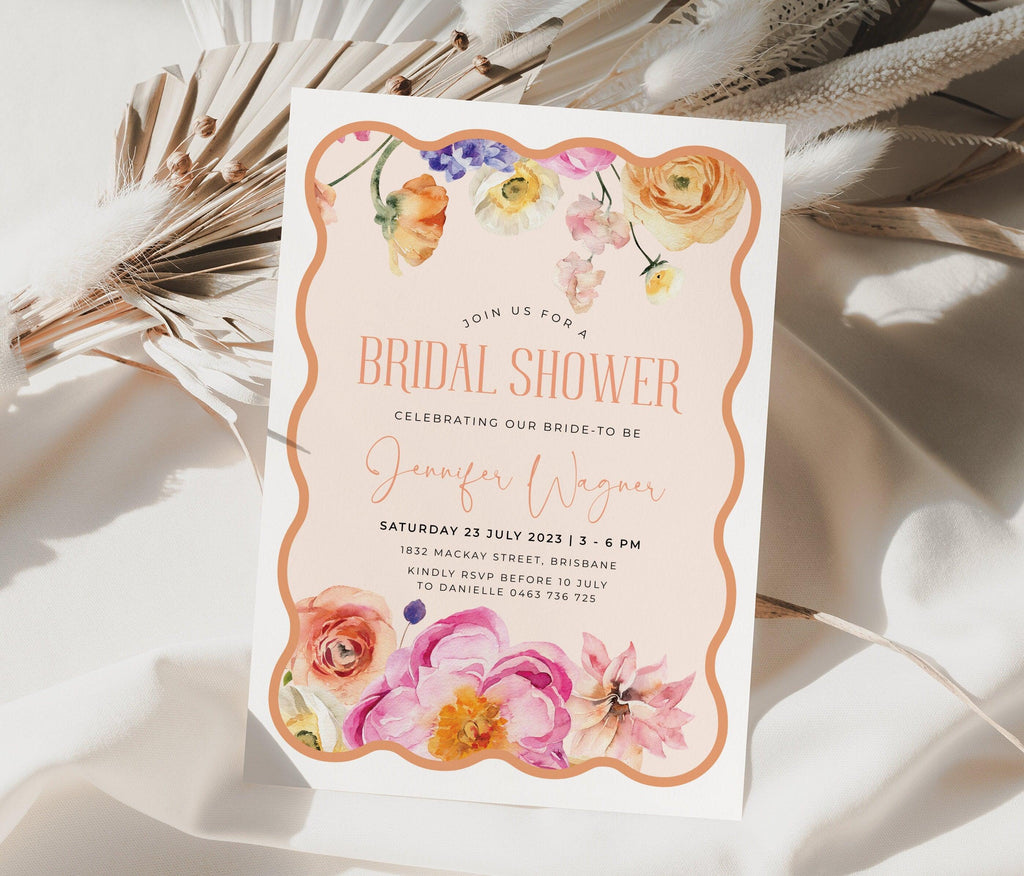 Floral Bridal Shower Invitation - Morning .Bridal Shower Invitation .The Sundae Creative