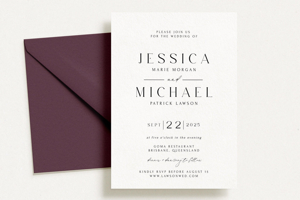 Royal Minimalist Wedding Invitation .Wedding Invitation .The Sundae Creative