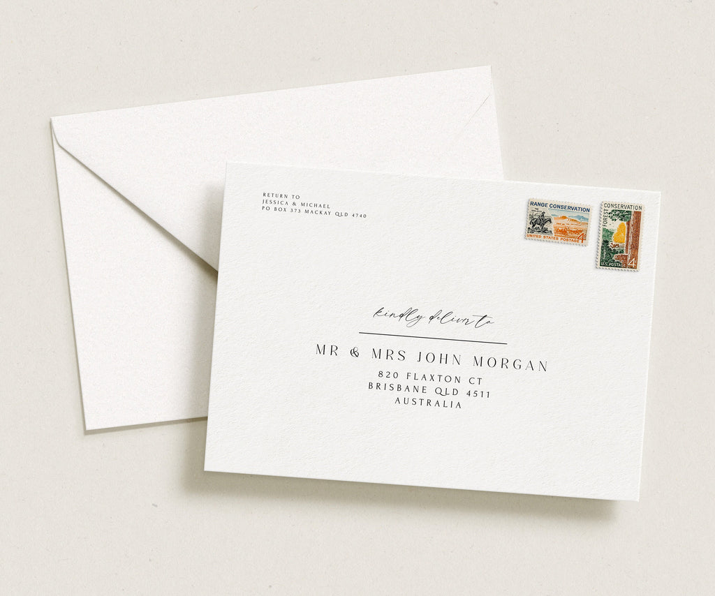 Minimal Wedding Envelope Template, Printable Classic Simple Envelope Reply, Instant Download Templett Digital ROYAL