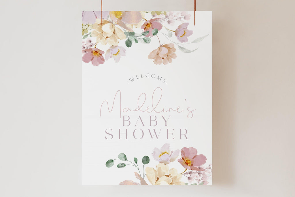 Floral Baby Shower Welcome Sign - Ruby - The Sundae Creative