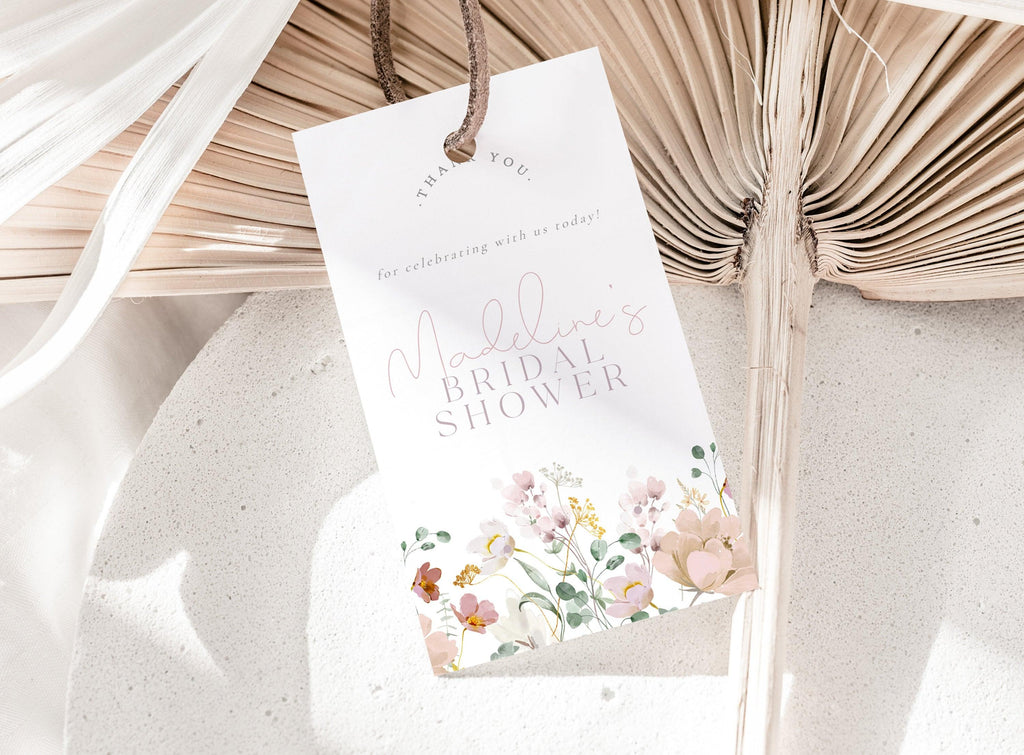 Floral Bridal Shower Favor Tag Template - Ruby - The Sundae Creative