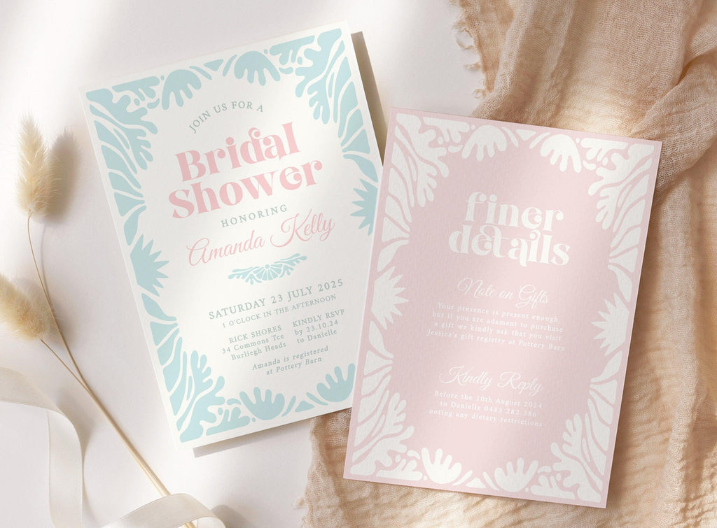 Retro bridal shower invitation Bessie .Bridal Shower Invitation .The Sundae Creative