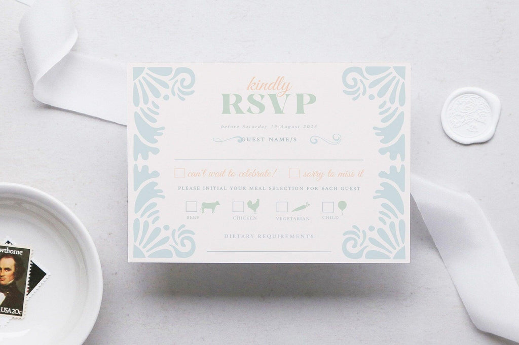 Art Deco Wedding Meal RSVP Card - Bessie - The Sundae Creative