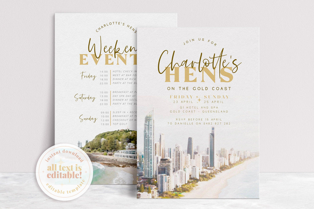 Gold Coast Hens Weekend invitation - Soriée - The Sundae Creative