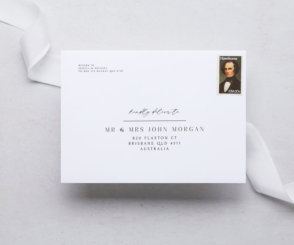 Minimal Wedding Envelope Template, Printable Classic Simple Envelope Reply, Instant Download Templett Digital ROYAL