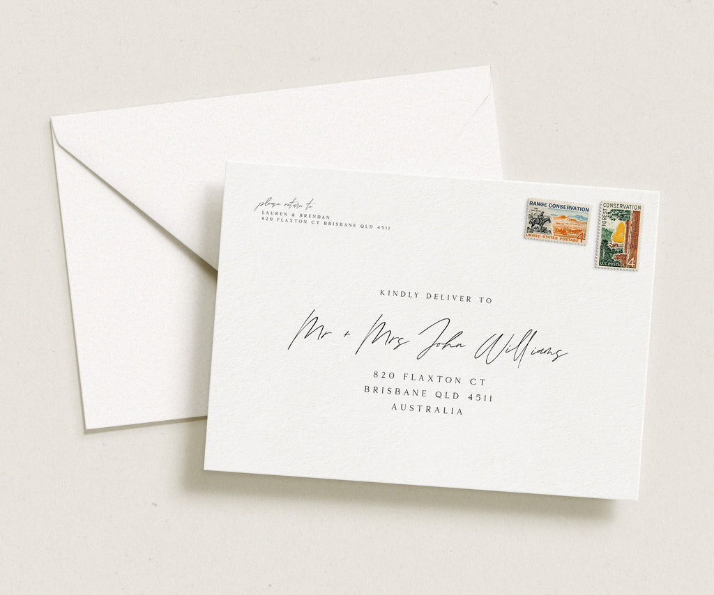 ATHENS Minimal Wedding Envelope Template, Printable DIY Simple Envelope Reply, Instant Download Templett Digital