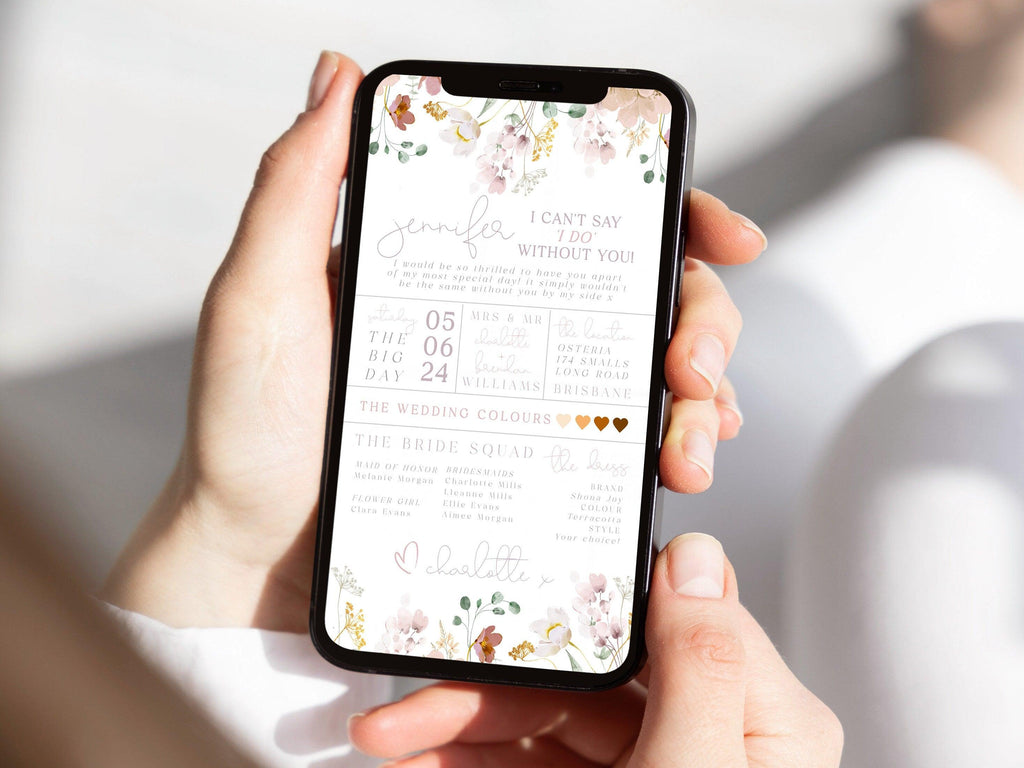Digital Bridesmaid Card Template - Ruby - The Sundae Creative