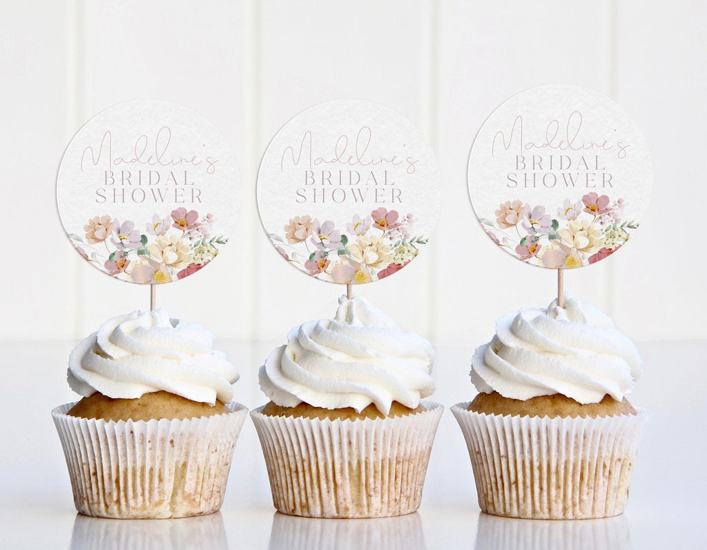 Bridal Shower Cupcake Topper Template - Ruby - The Sundae Creative