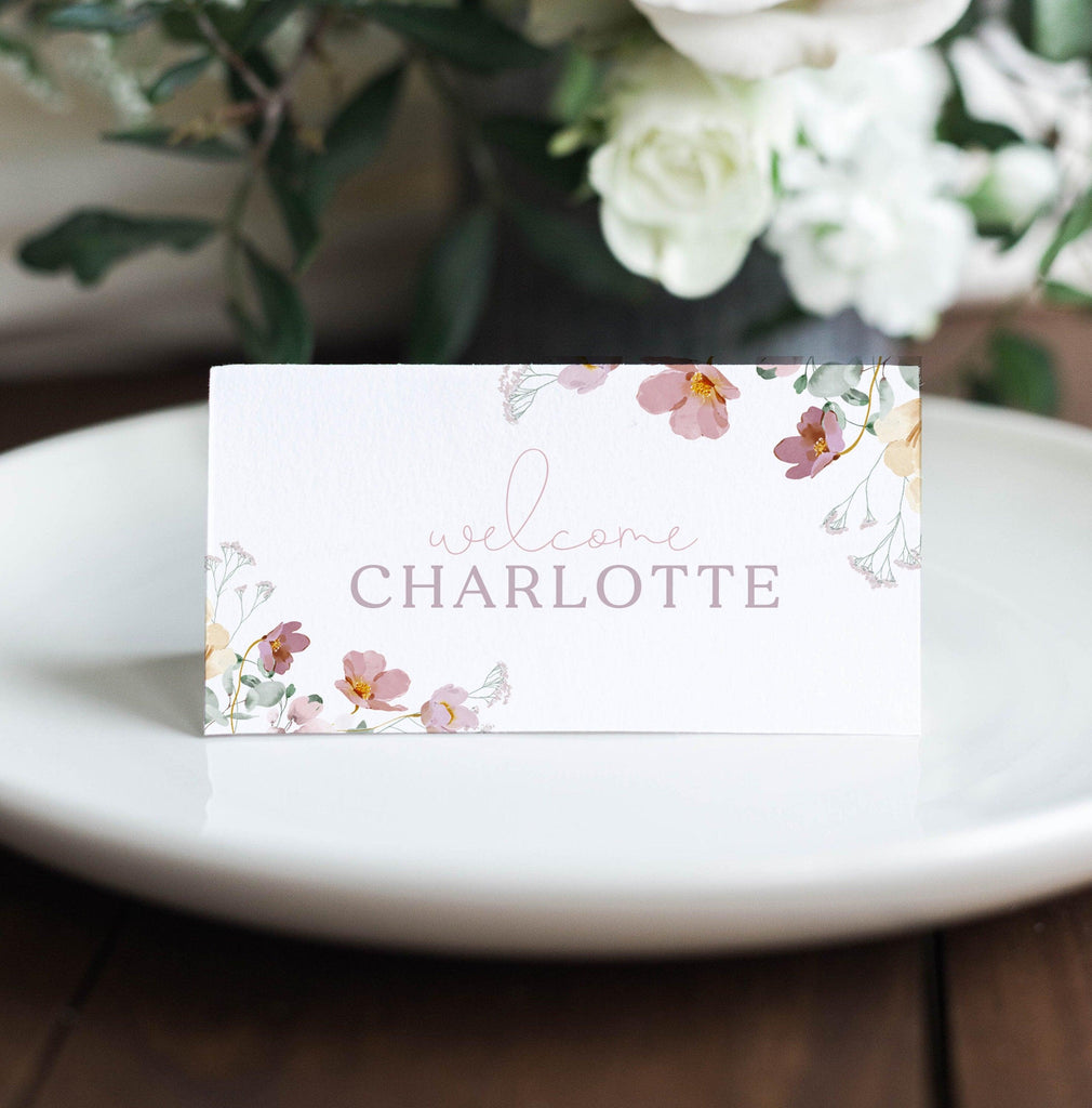 Floral Wedding Placecard Template - Ruby - The Sundae Creative