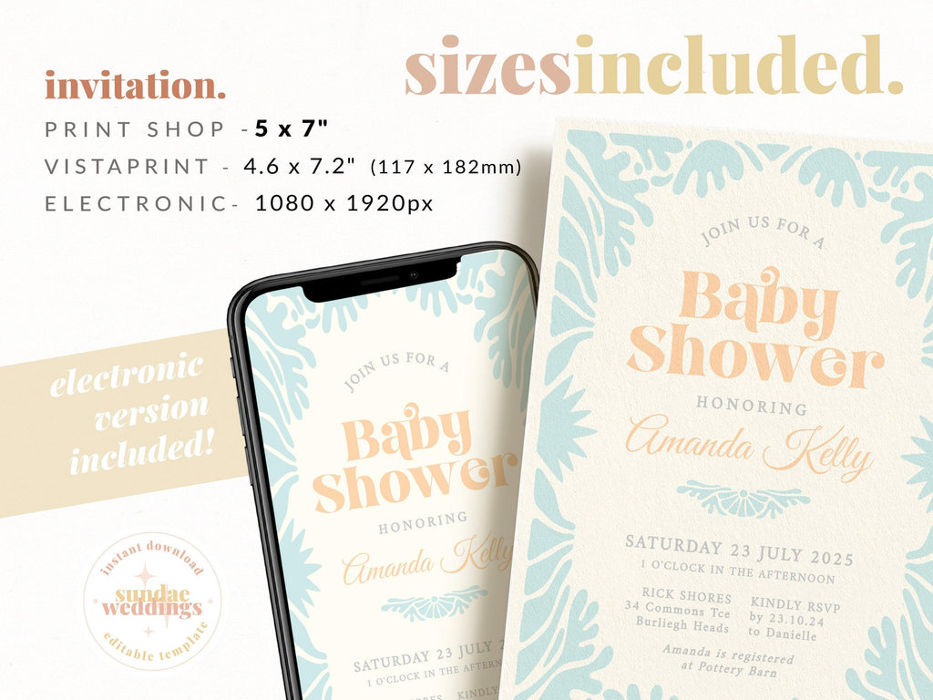 Art Deco Baby Shower Invitation - Bessie - The Sundae Creative