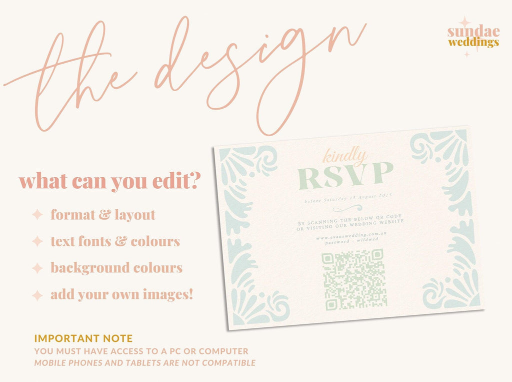 Art Deco Wedding RSVP QR Card - Bessie - The Sundae Creative