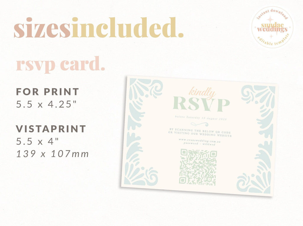 Art Deco Wedding RSVP QR Card - Bessie - The Sundae Creative