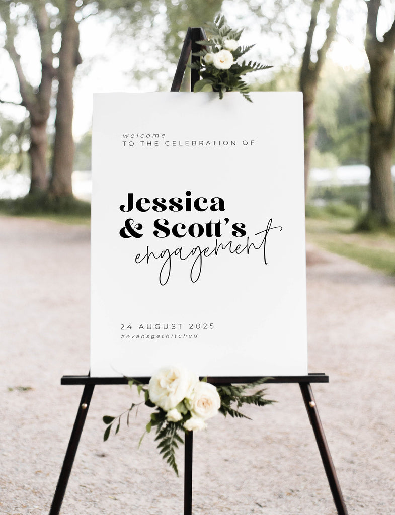 Modern Engagement Welcome Sign .Wedding Welcome Sign .The Sundae Creative