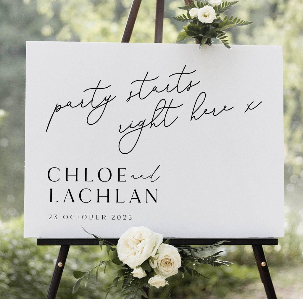 Party Starts Here Wedding Welcome Sign Template Download - The Sundae Creative