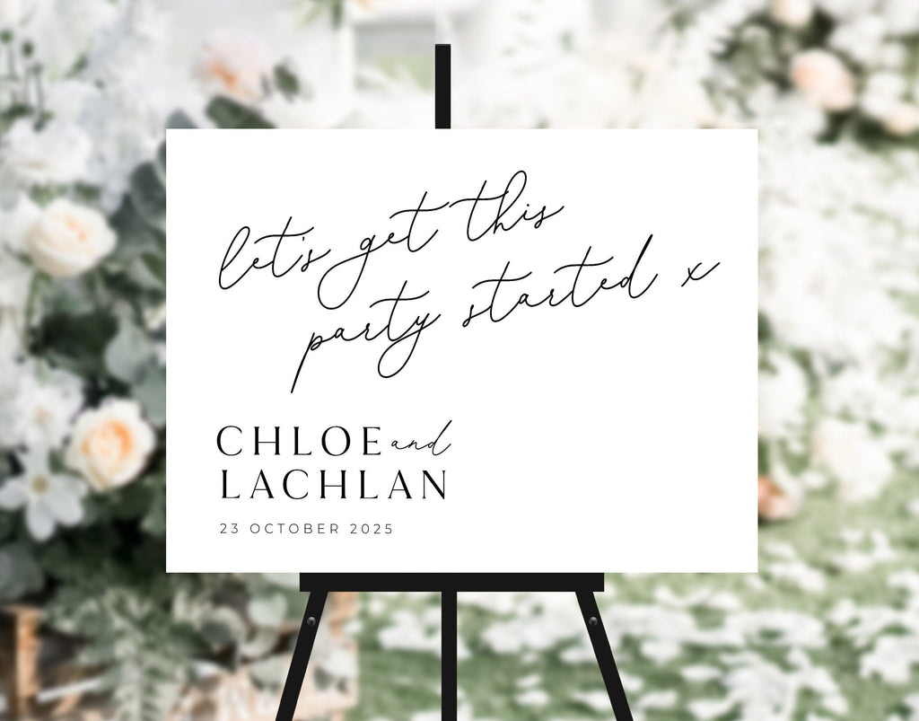 Let's Get This Party Started Wedding Welcome Sign Template - The Sundae Creative