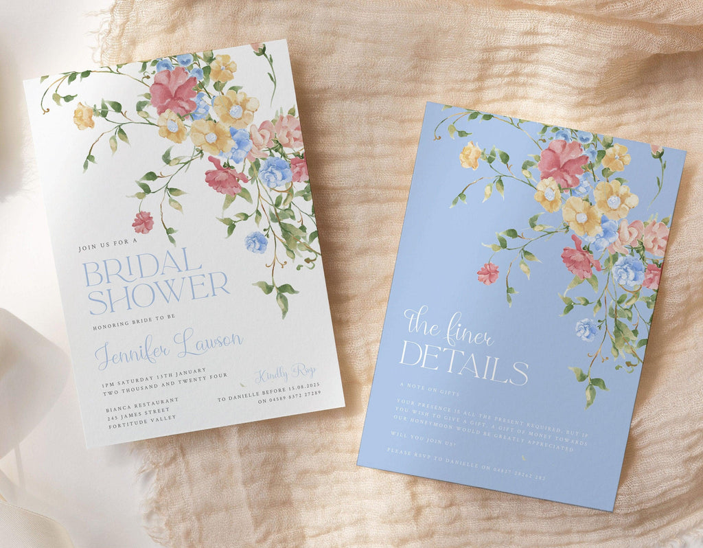 Floral Bridal Shower Invitation .Bridal Shower Invitation .The Sundae Creative