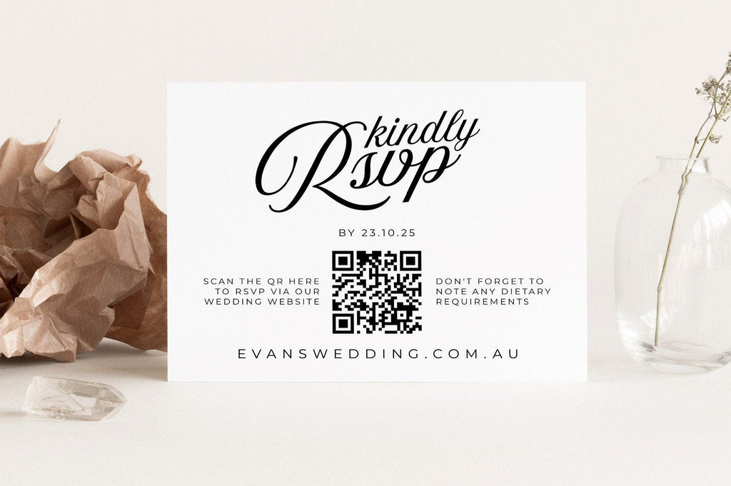 Sofia Minimal Wedding QR RSVP Card Template - The Sundae Creative