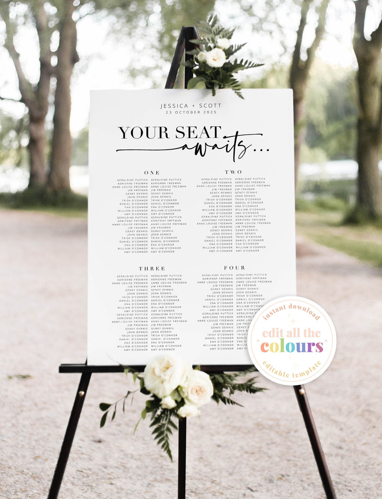 Bribie Table Seating Chart .Wedding Seating Plan .The Sundae Creative