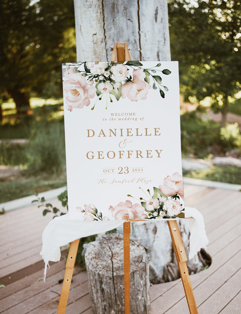 Chloe Floral Wedding Welcome Sign .Wedding Welcome Sign .The Sundae Creative