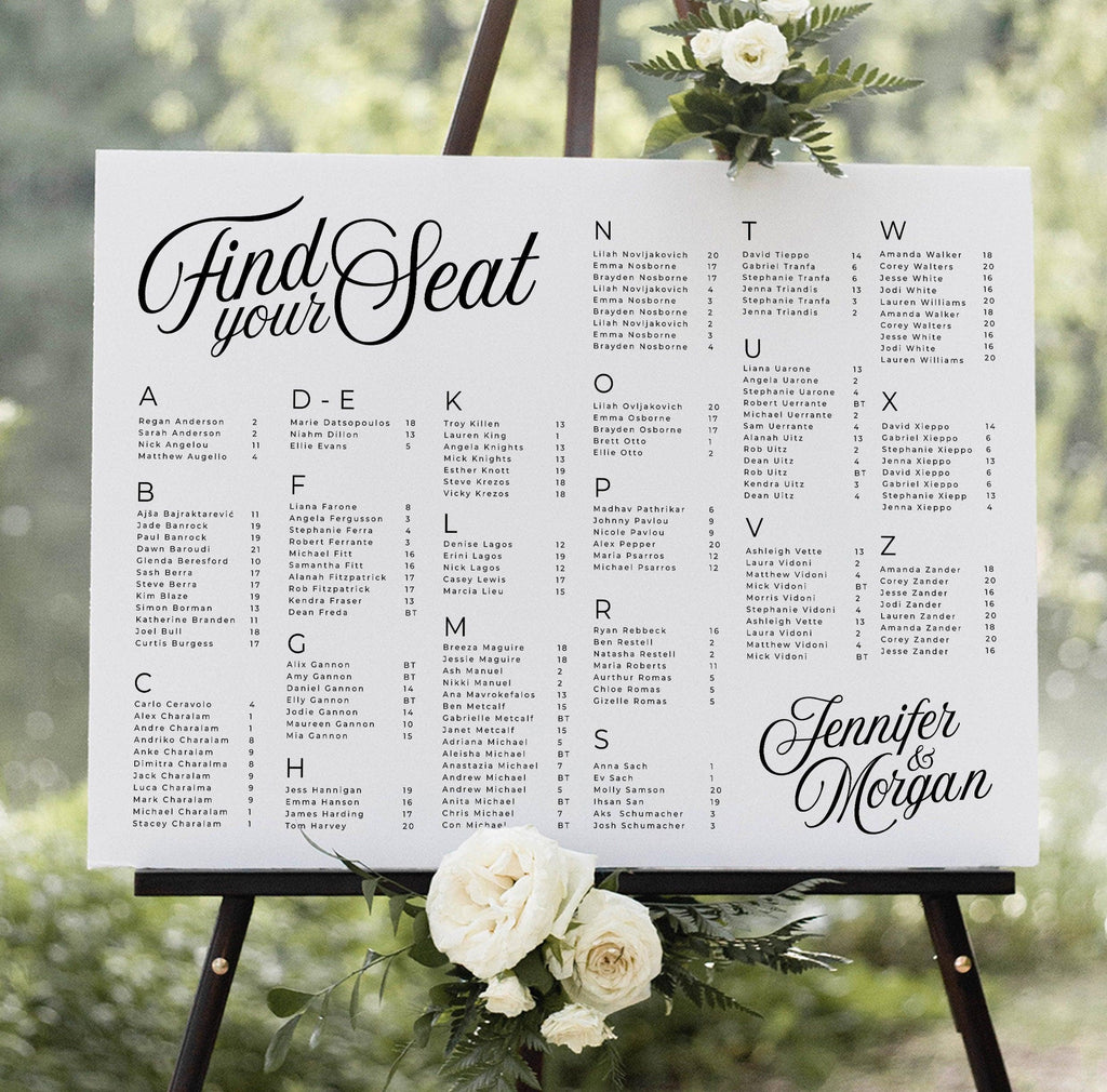 Sofia Wedding Alphabetical Seating Chart - The Sundae Creative