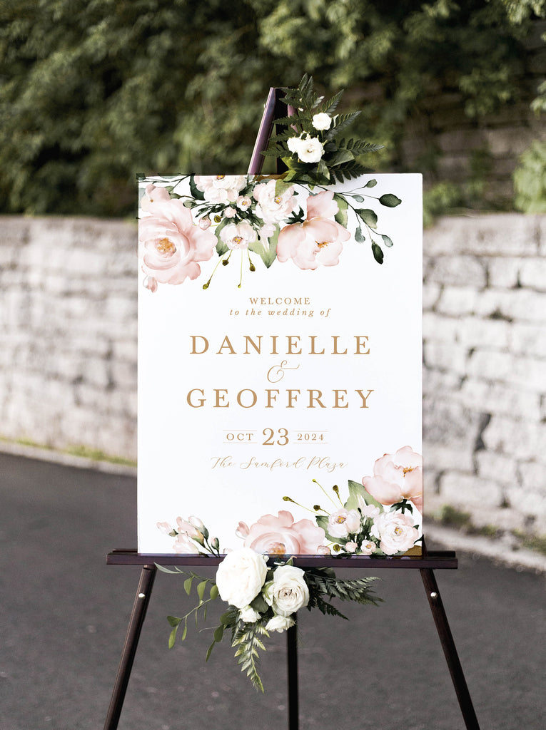 Chloe Floral Wedding Welcome Sign .Wedding Welcome Sign .The Sundae Creative