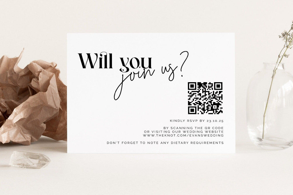 Minimalist Wedding RSVP QR Card - Mirage - The Sundae Creative