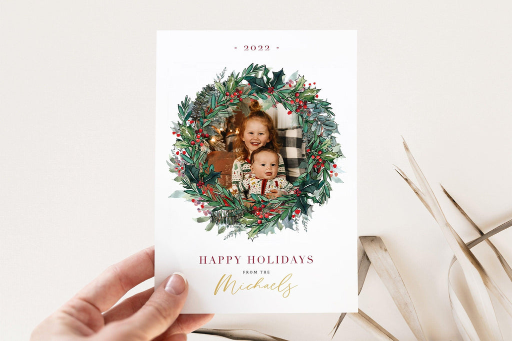 Holly Christmas Family Photo Template - The Sundae Creative