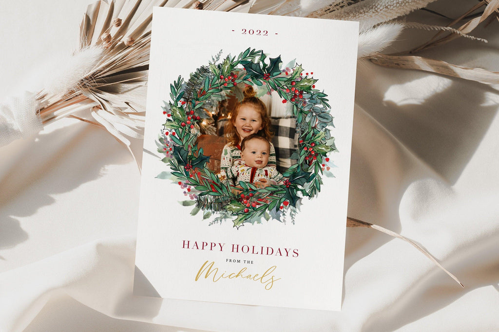 Holly Christmas Family Photo Template - The Sundae Creative