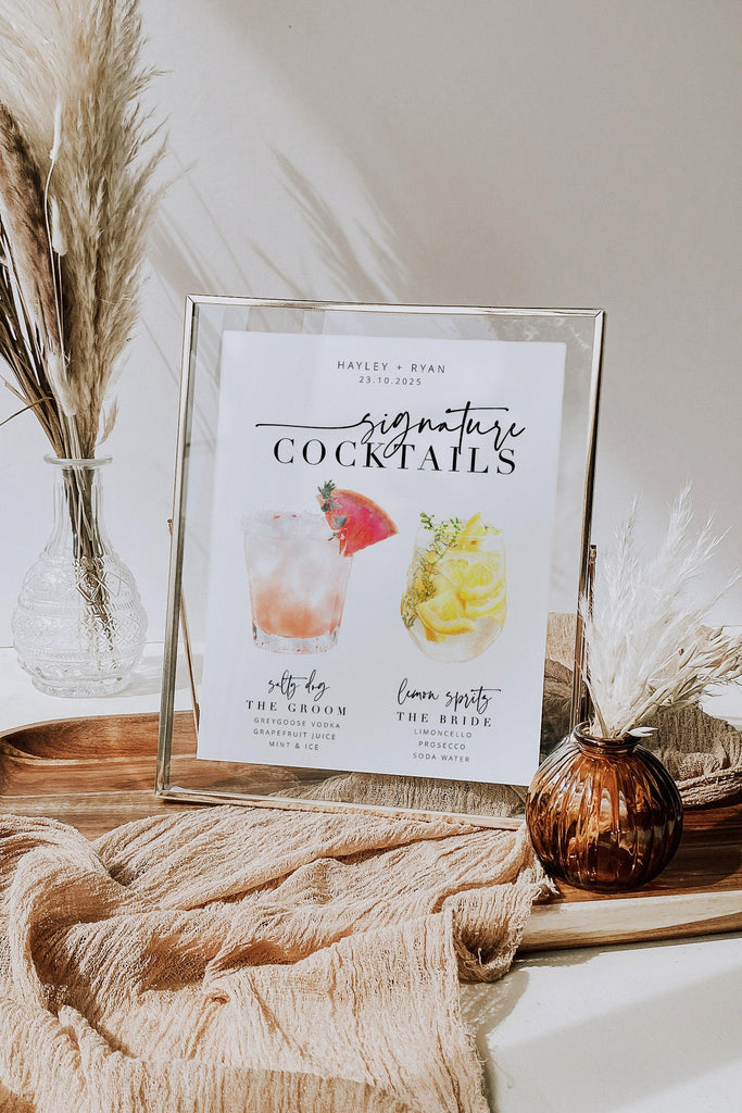 BRIBIE Modern Wedding Signature Cocktail Menu - The Sundae Creative